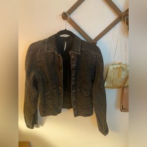 Free people distressed black jean top size xs
